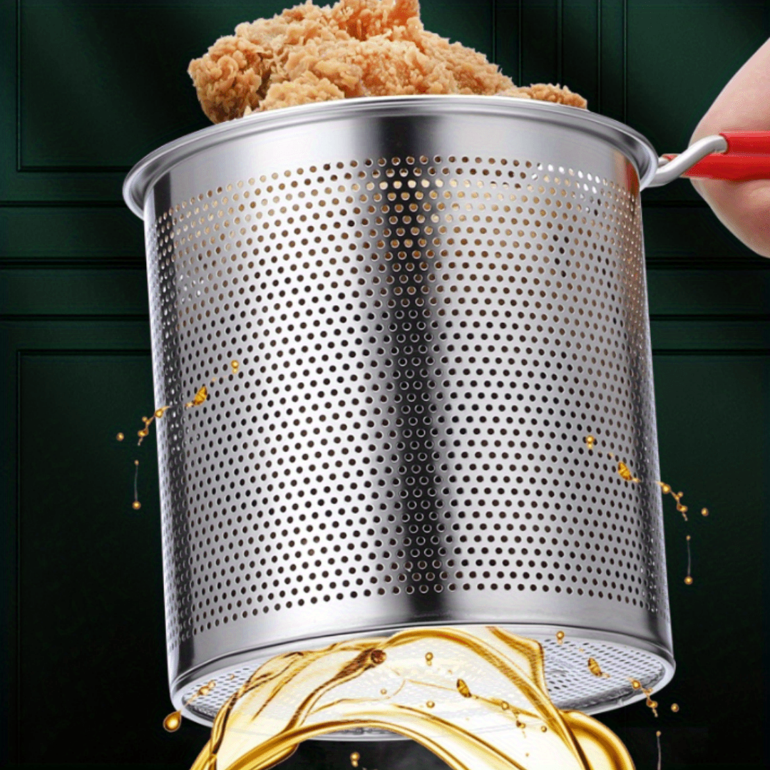 4 Piece Stainless Steel Deep Fryer Set with Sieve Basket, Professional Pot for French Fries, Chicken, Japanese Tempura