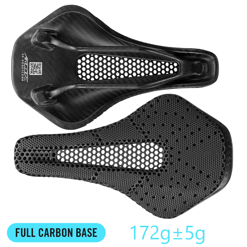 Ultralight Comfortable Bike Seat, RYET 3D Printed Hollow Full Carbon Saddle for MTB & Road Racing Bicycles