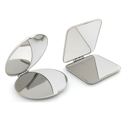 Stainless Steel Portable Women Makeup Mirror Hand Pocket FoldedSide Cosmetic Small Travel Compact M 3