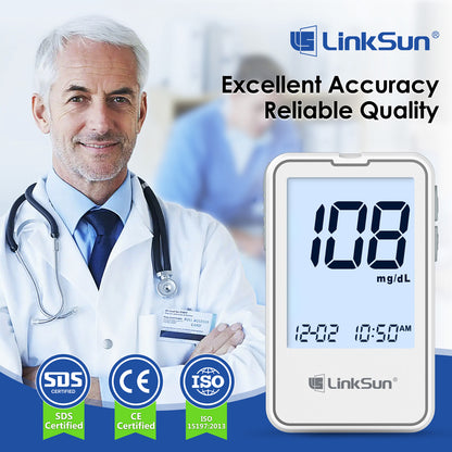 LinkSun Blood Glucose Meter Kit Fast  Accurate Diabetes Testing Machine With Strips Lancets  Glucom 1