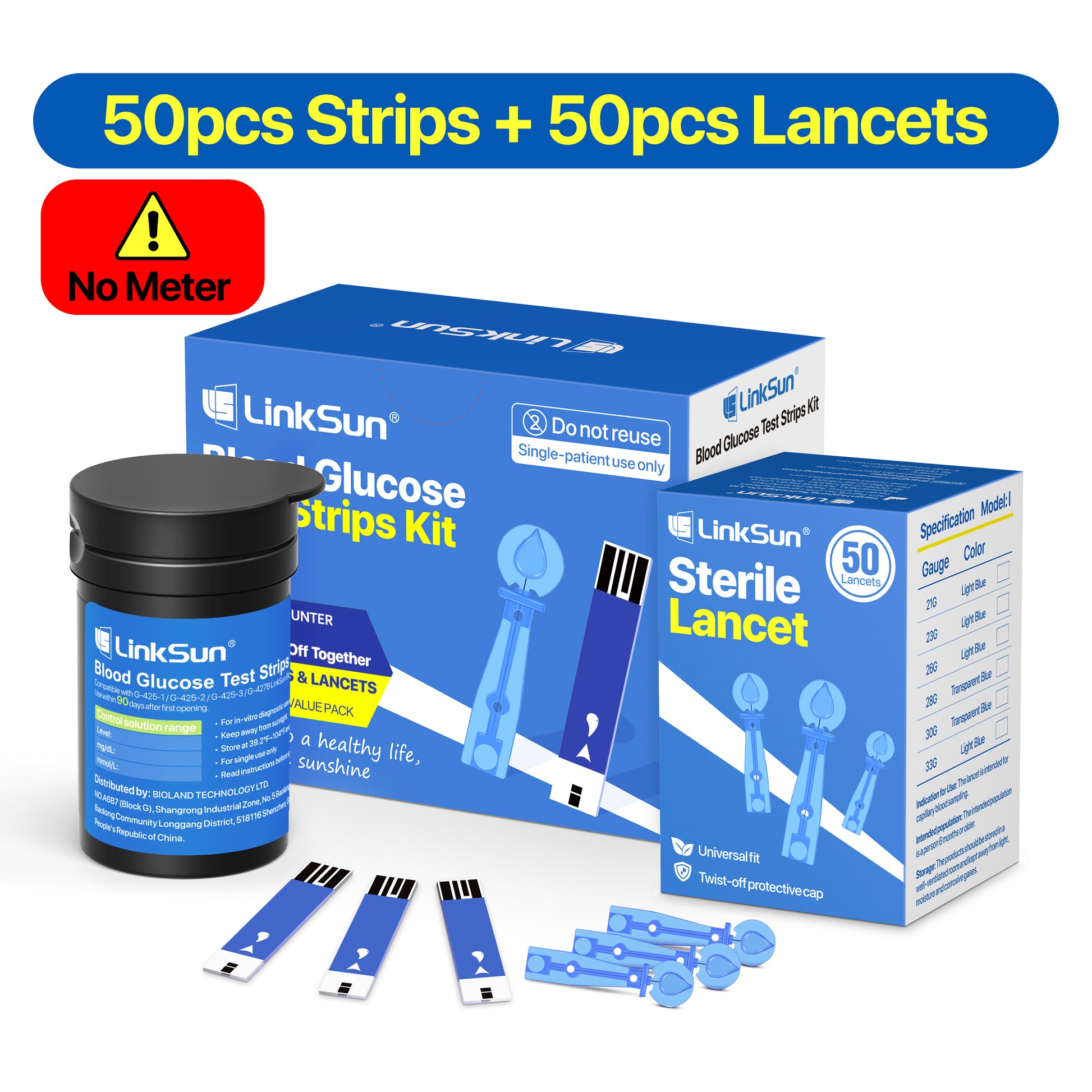 LinkSun Blood Glucose Meter Kit Fast  Accurate Diabetes Testing Machine With Strips Lancets  Glucom 6