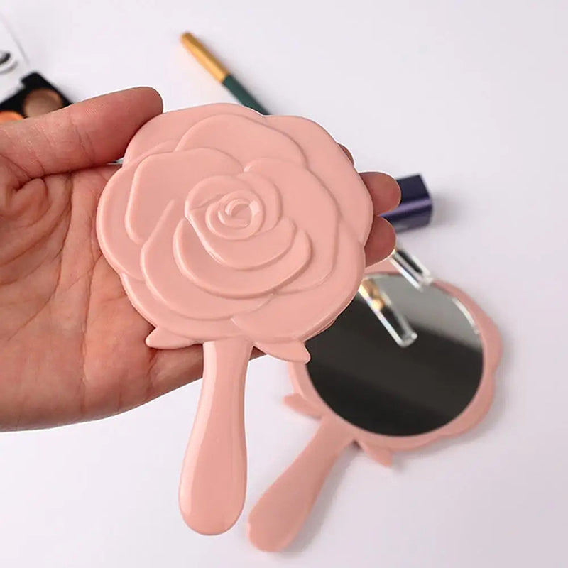 Retro Rose Flower Handheld Vanity Mirror 3D Stereo Cosmetic Makeup Compact Mirror For Women Girl Bi 2