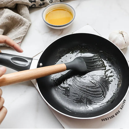 12PCS Silicone Kitchenware Set, Non-Stick Cookware Utensils with Wooden Handle, Spatula, Shovel, Egg Beaters