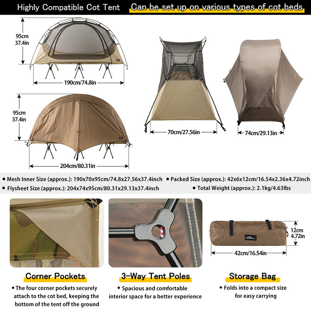 All-in-One Outdoor Camping Bed Tent: Soomloom Waterproof & Mosquito-Proof Shelter with Independent Inner Tent