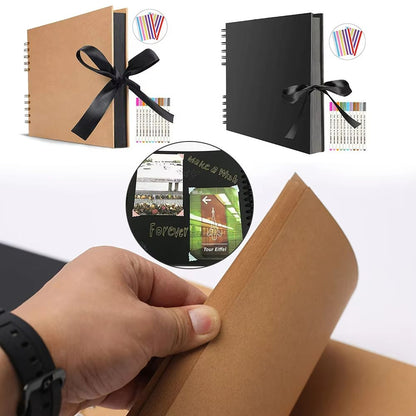 DIY Scrapbook Photo Album  80 Black Pages Kraft Memory Book For Wedding Anniversary  Gift Keepsakes 2