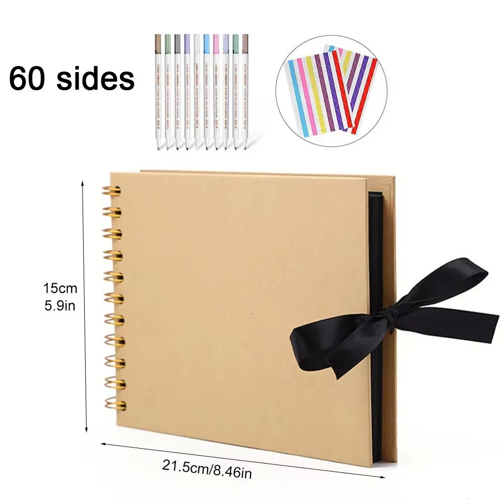 DIY Scrapbook Photo Album  80 Black Pages Kraft Memory Book For Wedding Anniversary  Gift Keepsakes 9