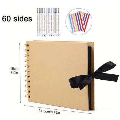 DIY Scrapbook Photo Album  80 Black Pages Kraft Memory Book For Wedding Anniversary  Gift Keepsakes 9