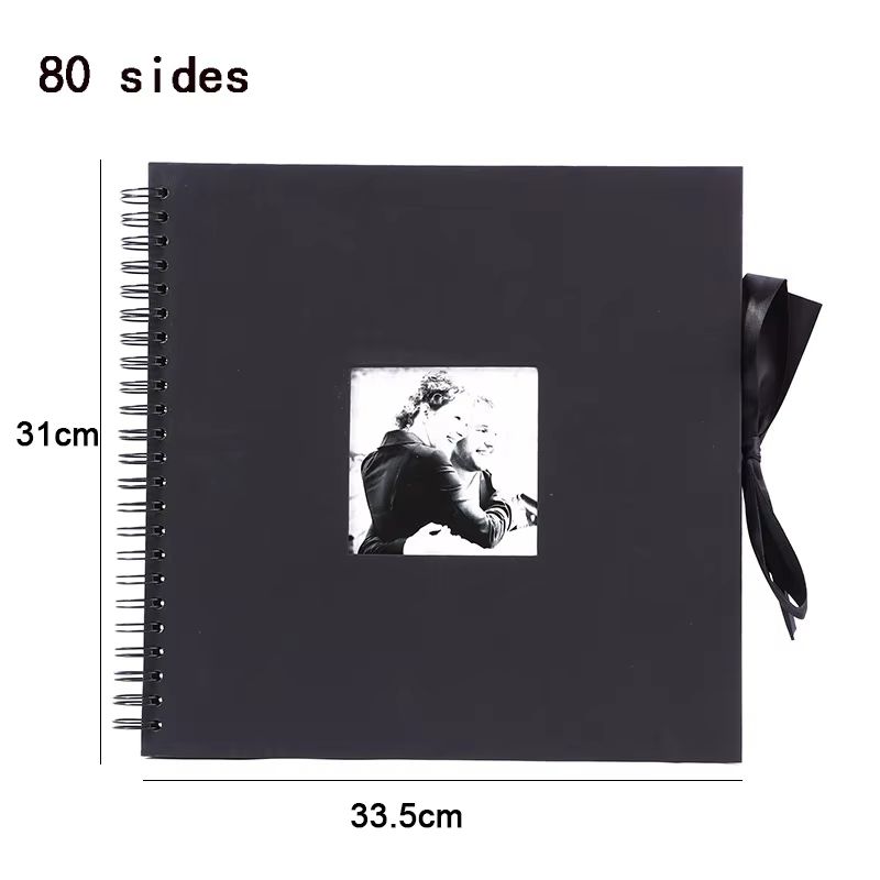 DIY Scrapbook Photo Album  80 Black Pages Kraft Memory Book For Wedding Anniversary  Gift Keepsakes 11