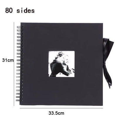 DIY Scrapbook Photo Album  80 Black Pages Kraft Memory Book For Wedding Anniversary  Gift Keepsakes 11