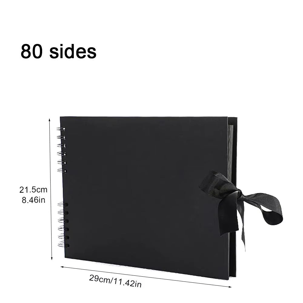 DIY Scrapbook Photo Album  80 Black Pages Kraft Memory Book For Wedding Anniversary  Gift Keepsakes 13