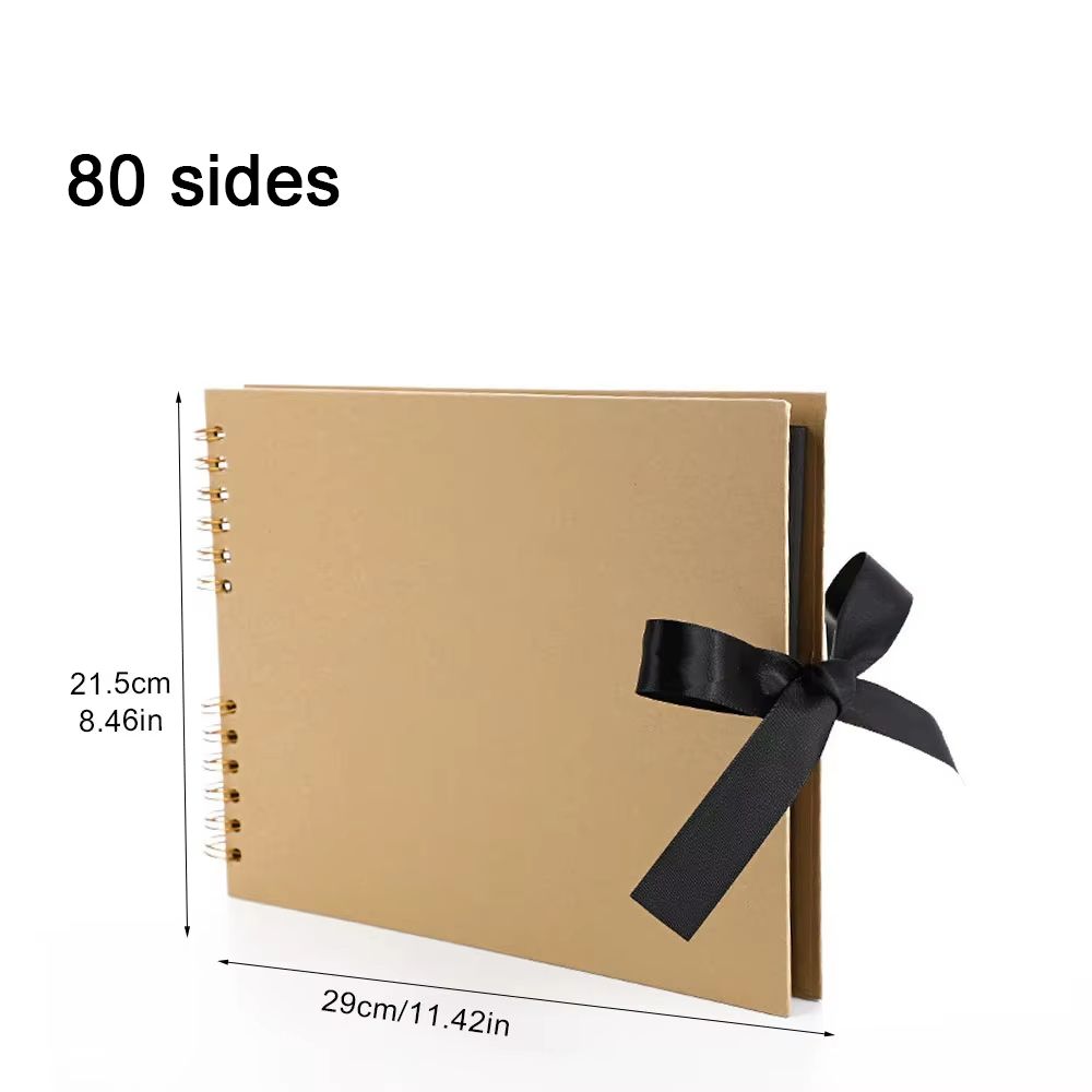 DIY Scrapbook Photo Album  80 Black Pages Kraft Memory Book For Wedding Anniversary  Gift Keepsakes 14