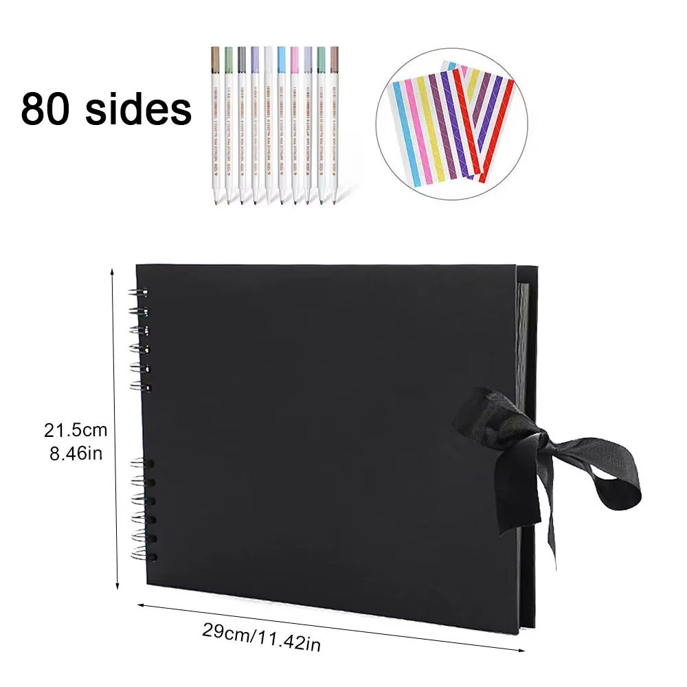 DIY Scrapbook Photo Album  80 Black Pages Kraft Memory Book For Wedding Anniversary  Gift Keepsakes 16