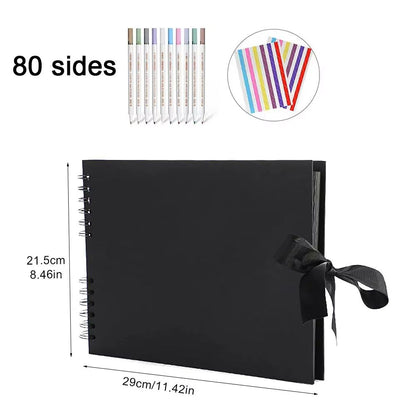 DIY Scrapbook Photo Album  80 Black Pages Kraft Memory Book For Wedding Anniversary  Gift Keepsakes 16