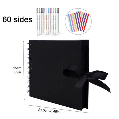 DIY Scrapbook Photo Album  80 Black Pages Kraft Memory Book For Wedding Anniversary  Gift Keepsakes 8