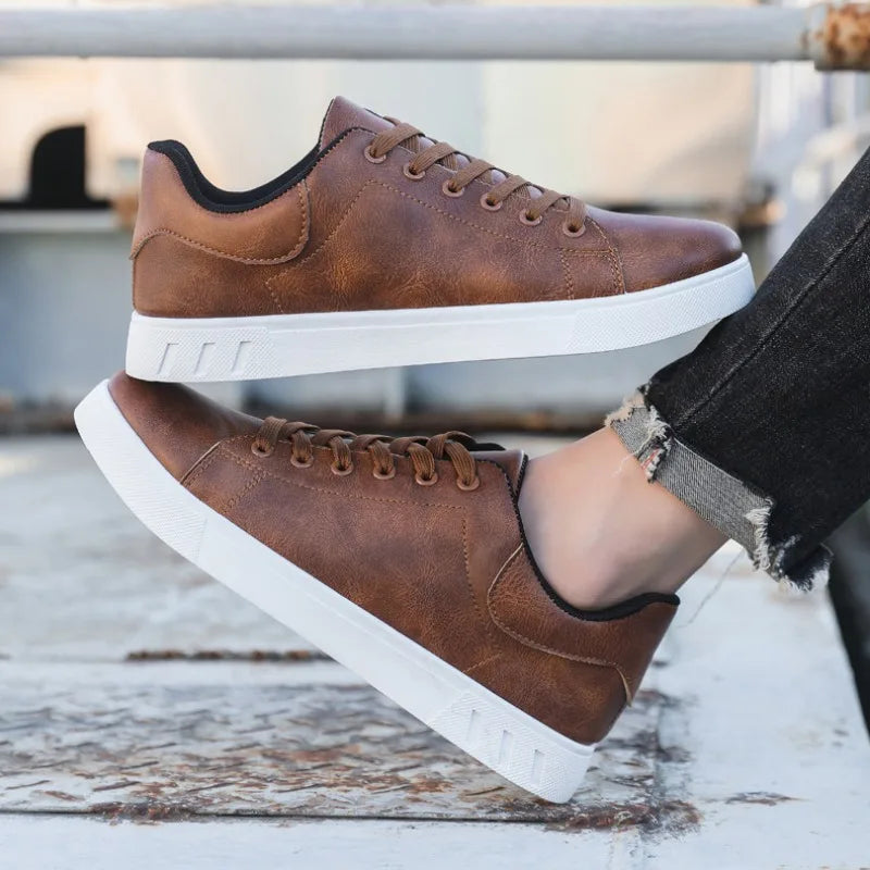 British Leather Casual Shoes for Men, Classic Spring Summer Loafers, Sneakers, All-Match Trendy Platform Flats