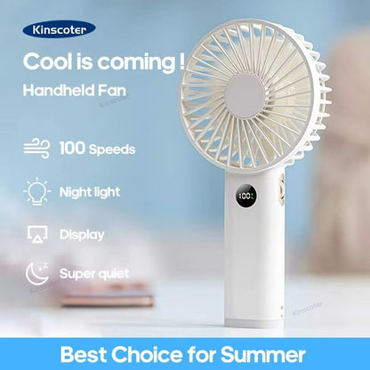Rechargeable Handheld Personal Fan – Portable Mini USB Fan with 3600mAh Battery, Stepless Speed & Night Light