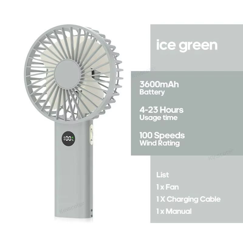 Rechargeable Handheld Personal Fan  Portable Mini USB Fan With 3600mAh Battery Stepless Speed  Nigh 6