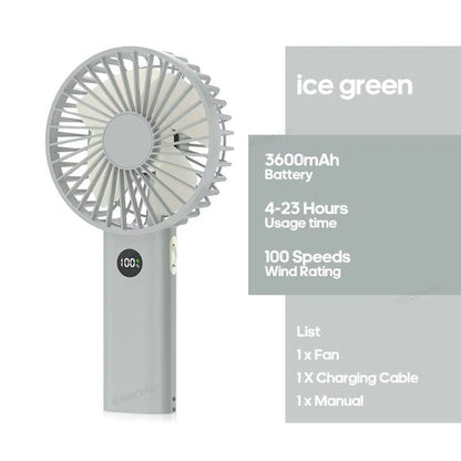 Rechargeable Handheld Personal Fan  Portable Mini USB Fan With 3600mAh Battery Stepless Speed  Nigh 6