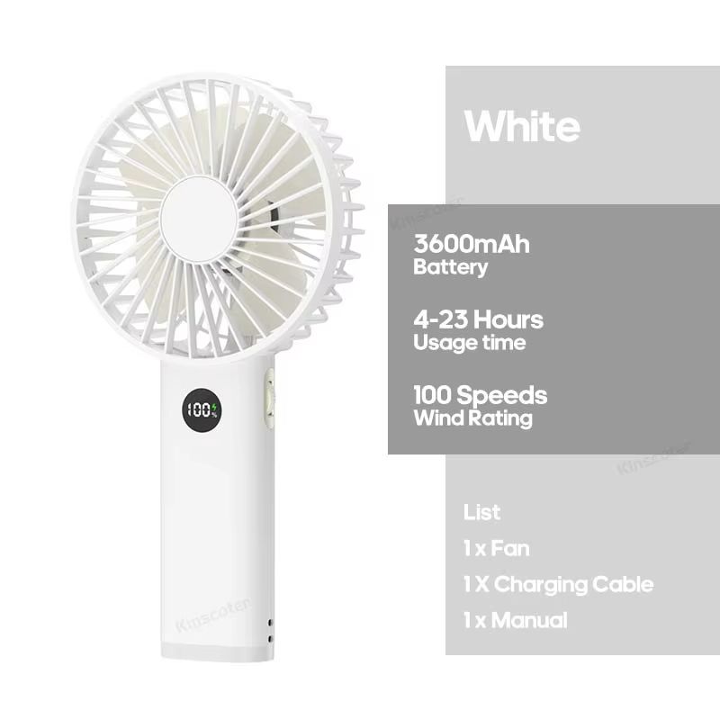 Rechargeable Handheld Personal Fan  Portable Mini USB Fan With 3600mAh Battery Stepless Speed  Nigh 8
