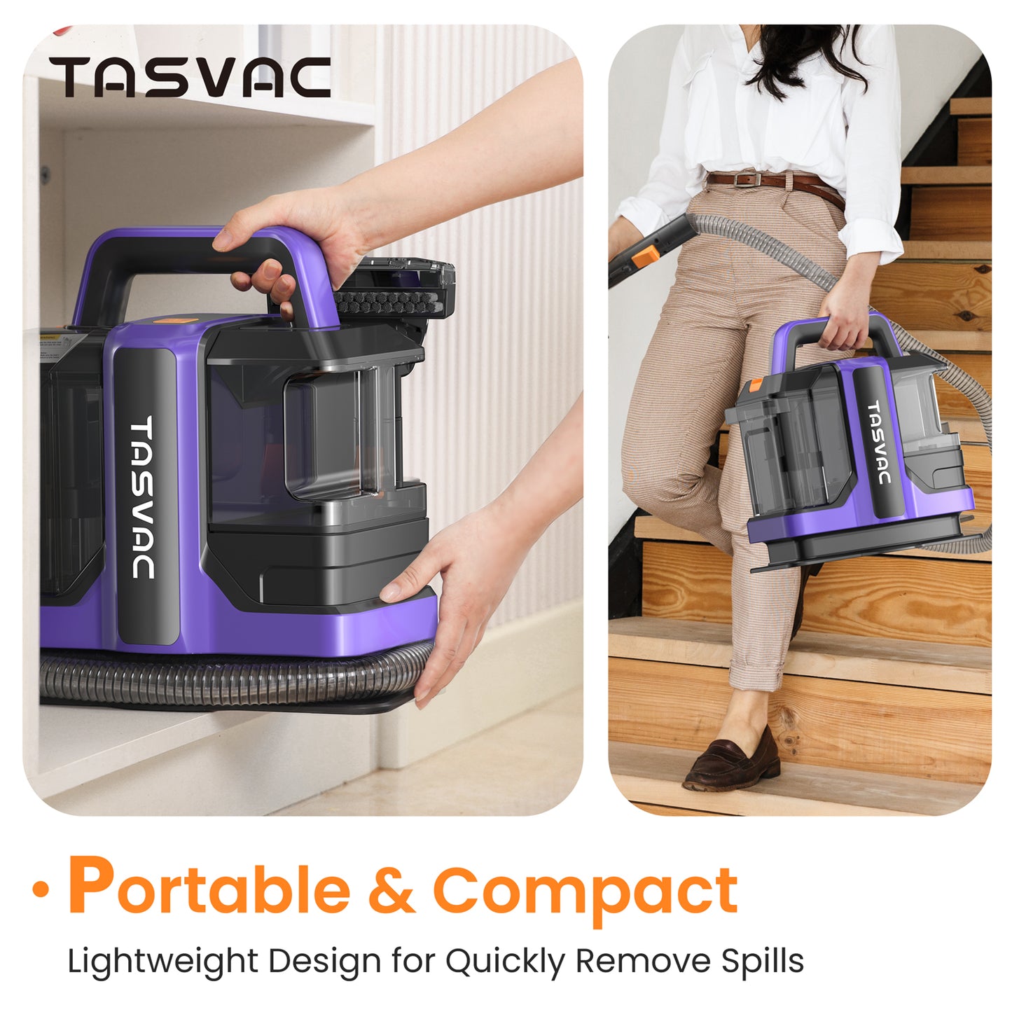 TASVAC C7 Portable Carpet, Upholstery Cleaner Machine for Pet Stains, Stairs, Couches, Area Rugs & Car Seats