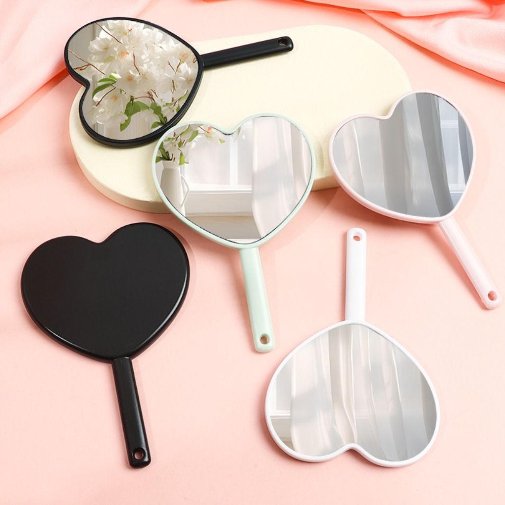 Sweet Girl Style Makeup Mirrors Handheld, Fashion Love Makeup Mirror, Cute Portable Heart Shaped Beauty Mirror for Daily