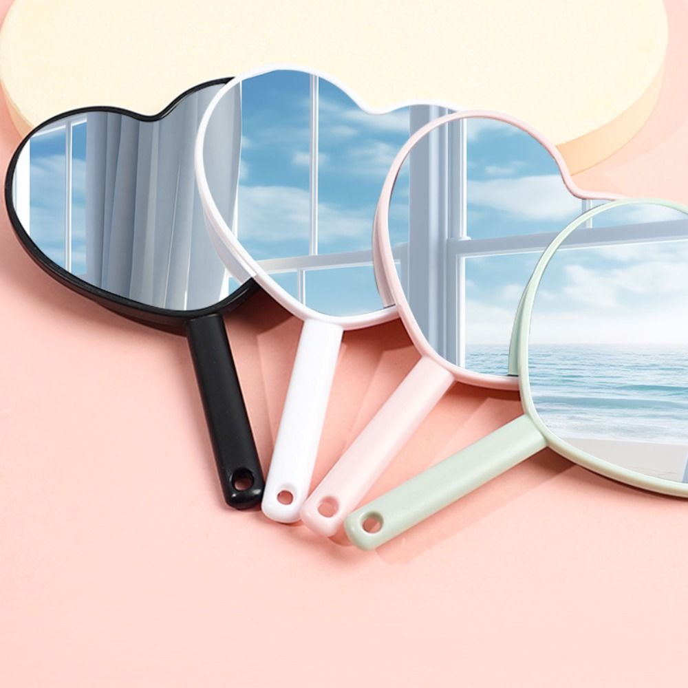 Sweet Girl Style Makeup Mirrors Handheld, Fashion Love Makeup Mirror, Cute Portable Heart Shaped Beauty Mirror for Daily