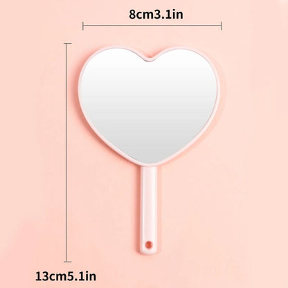Sweet Girl Style Makeup Mirrors Handheld, Fashion Love Makeup Mirror, Cute Portable Heart Shaped Beauty Mirror for Daily