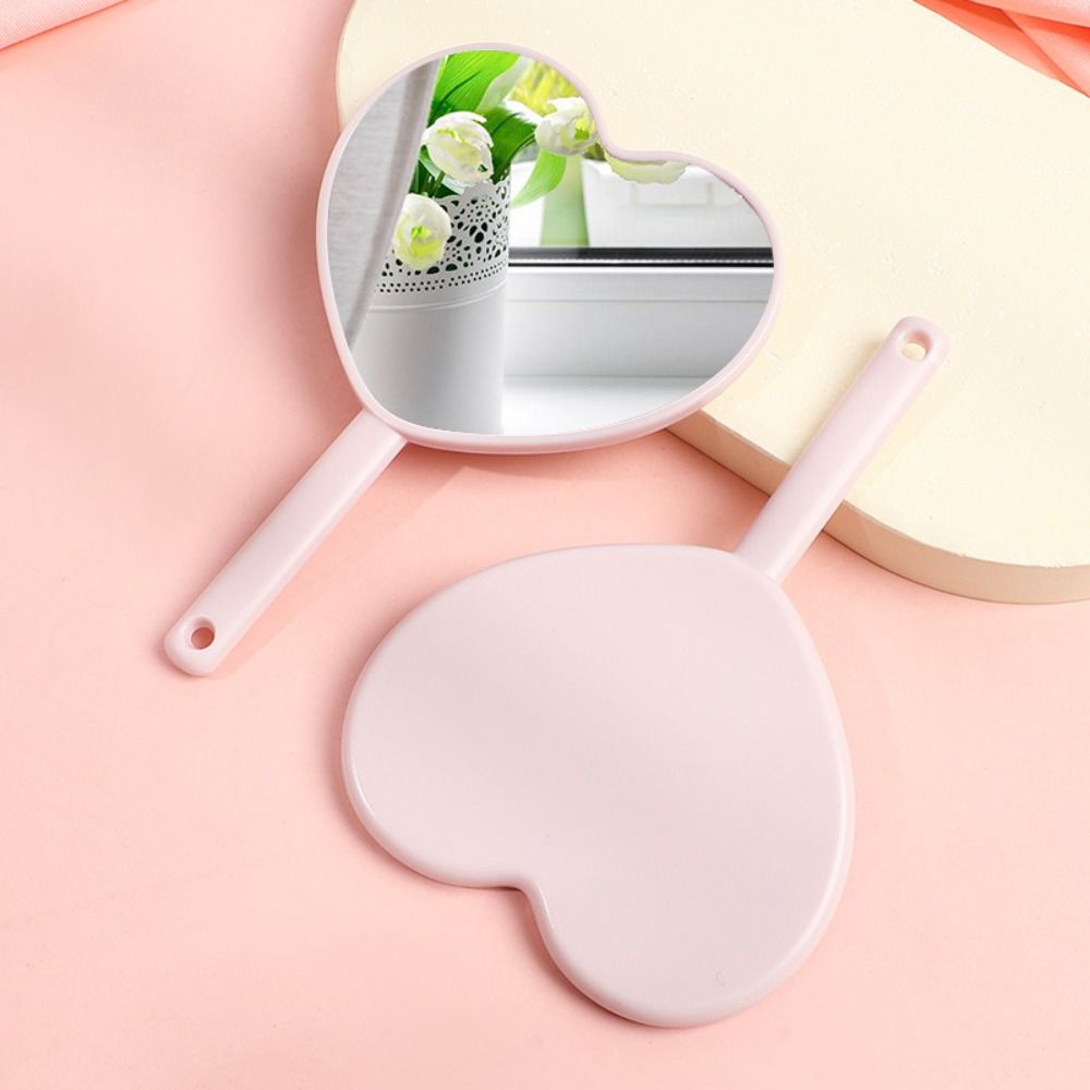 Sweet Girl Style Makeup Mirrors Handheld, Fashion Love Makeup Mirror, Cute Portable Heart Shaped Beauty Mirror for Daily