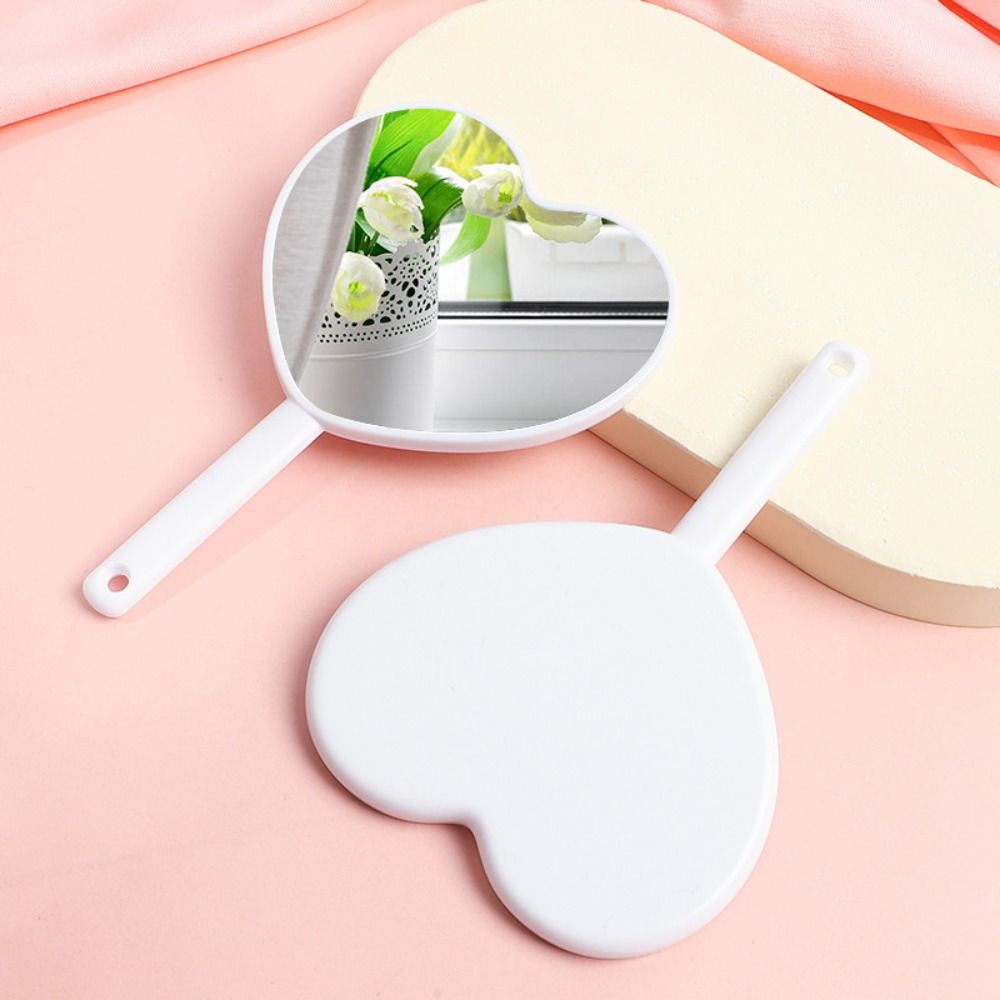 Sweet Girl Style Makeup Mirrors Handheld, Fashion Love Makeup Mirror, Cute Portable Heart Shaped Beauty Mirror for Daily