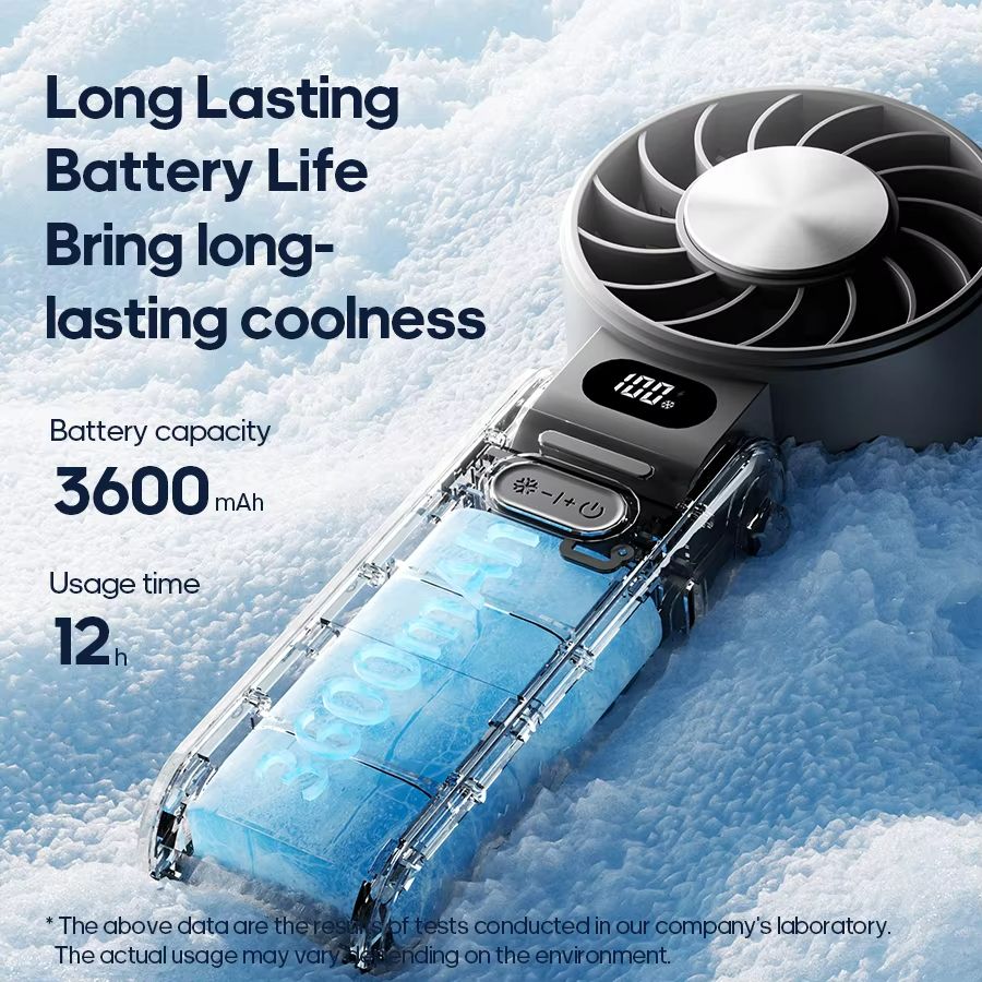 Rechargeable Handheld Fan  Foldable 3600mAh Portable Mini Fan With Adjustable Speeds  Lanyard 2