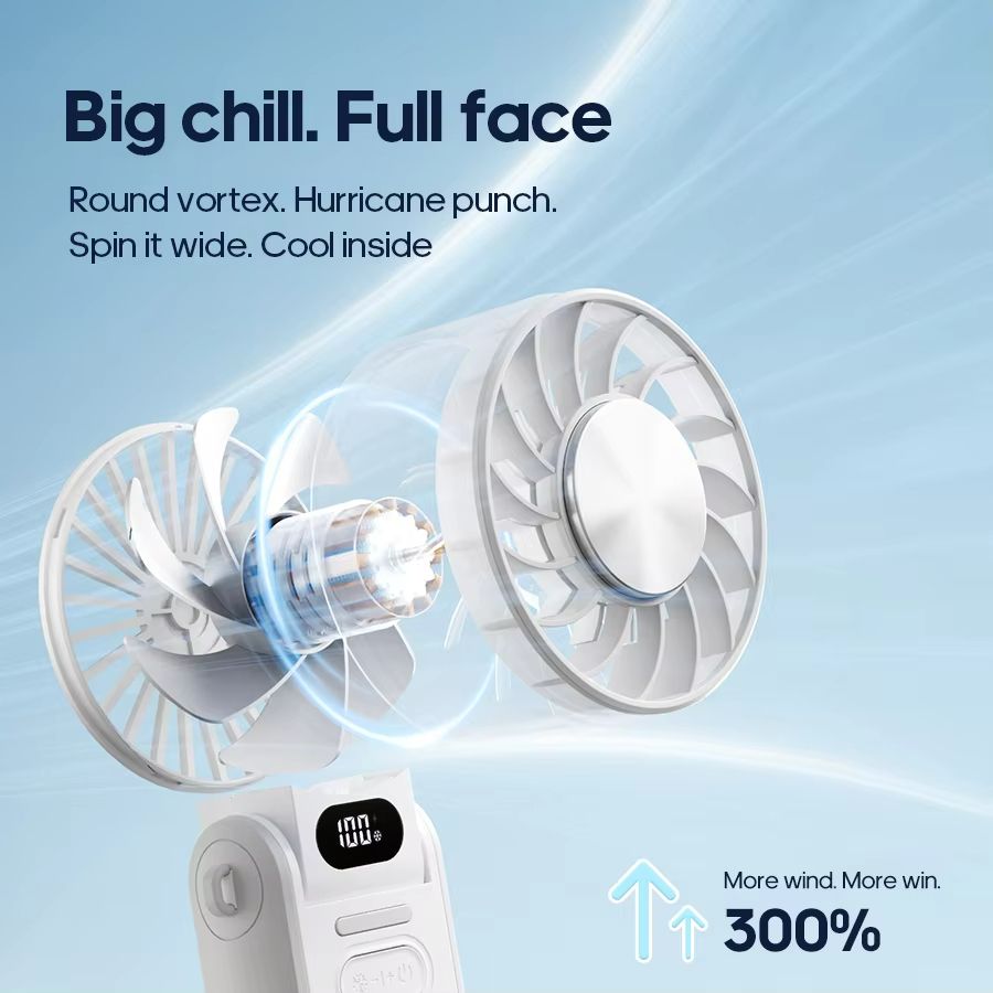 Rechargeable Handheld Fan  Foldable 3600mAh Portable Mini Fan With Adjustable Speeds  Lanyard 3