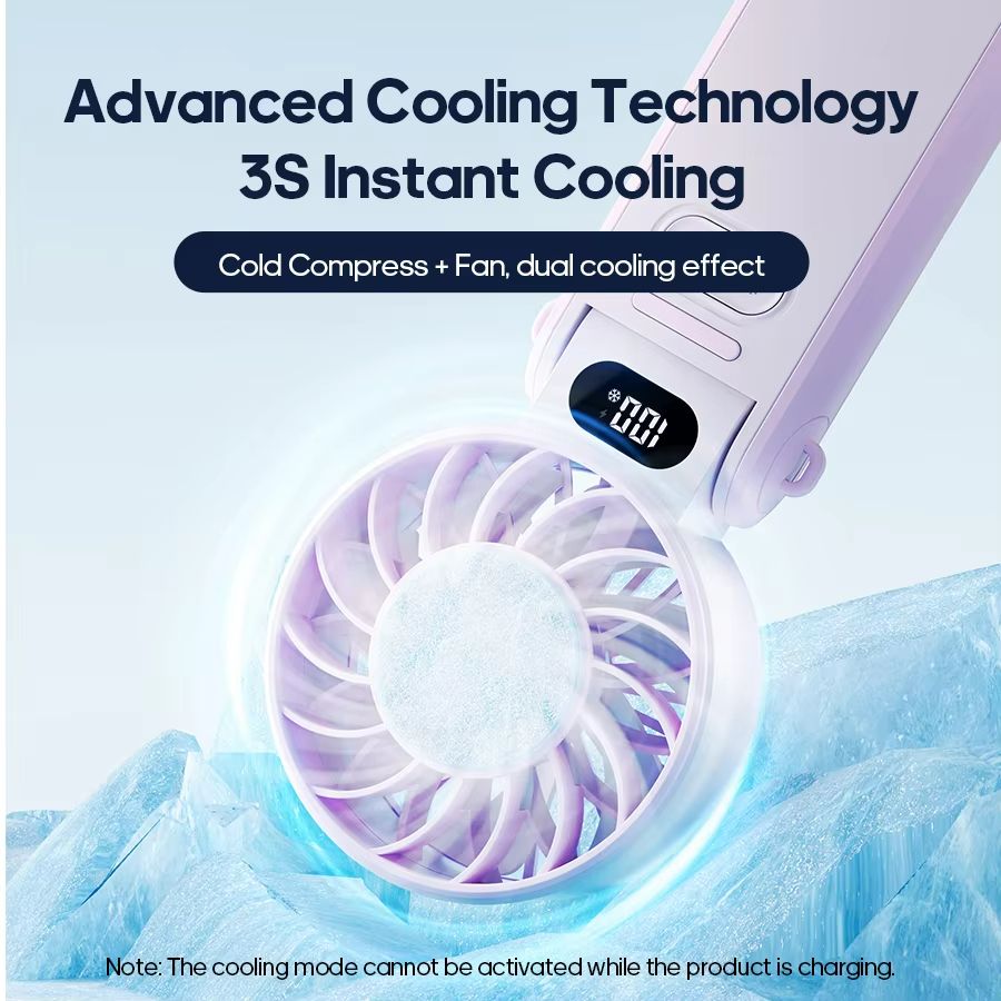 Rechargeable Handheld Fan  Foldable 3600mAh Portable Mini Fan With Adjustable Speeds  Lanyard 4