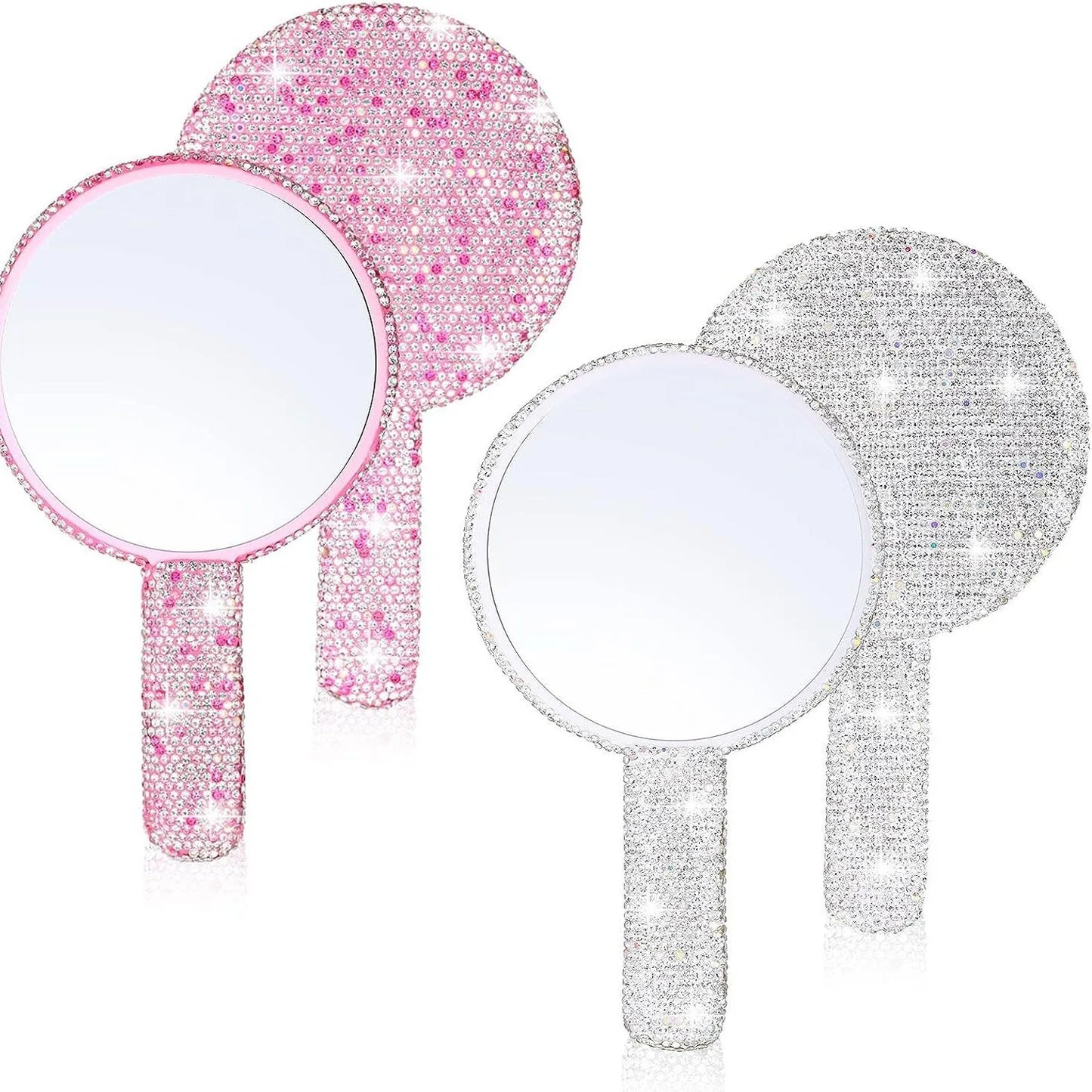 Fashionable Women Mirror Eyelash Extension Mirror, Diamond Hand Mirror, High End Beauty Handle Cosmetics Mirror