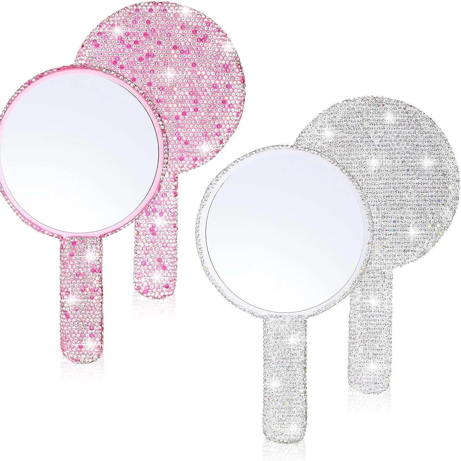 Fashionable Women Mirror Eyelash Extension Mirror, Diamond Hand Mirror, High End Beauty Handle Cosmetics Mirror