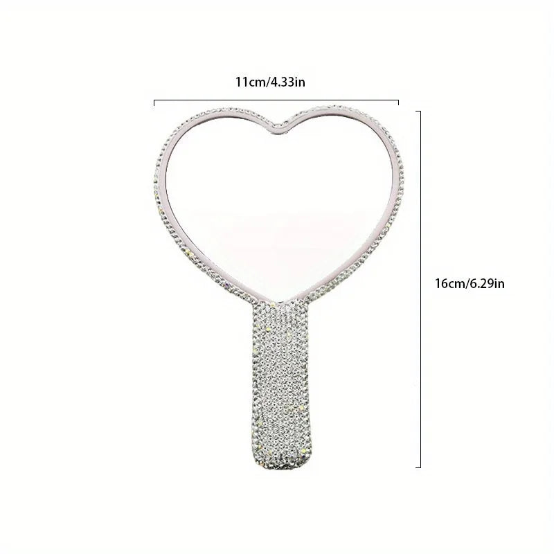 Fashionable Women Mirror Eyelash Extension Mirror, Diamond Hand Mirror, High End Beauty Handle Cosmetics Mirror
