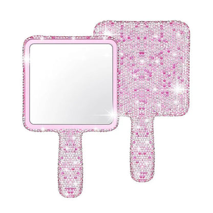 Fashionable Women Mirror Eyelash Extension Mirror, Diamond Hand Mirror, High End Beauty Handle Cosmetics Mirror
