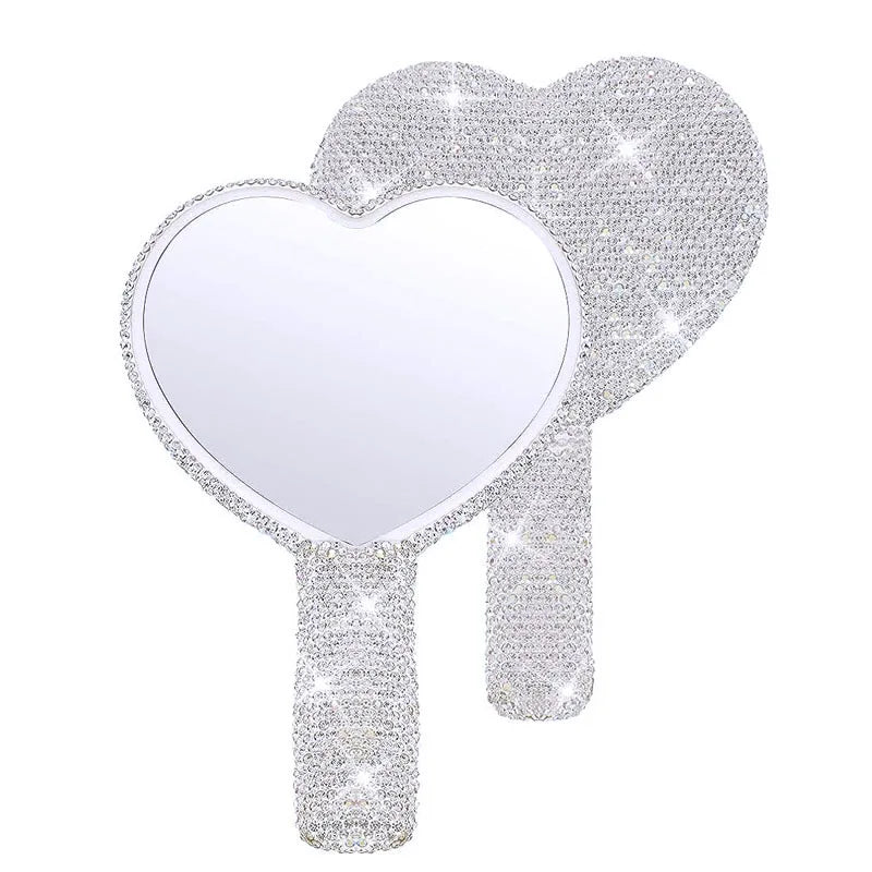 Fashionable Women Mirror Eyelash Extension Mirror, Diamond Hand Mirror, High End Beauty Handle Cosmetics Mirror