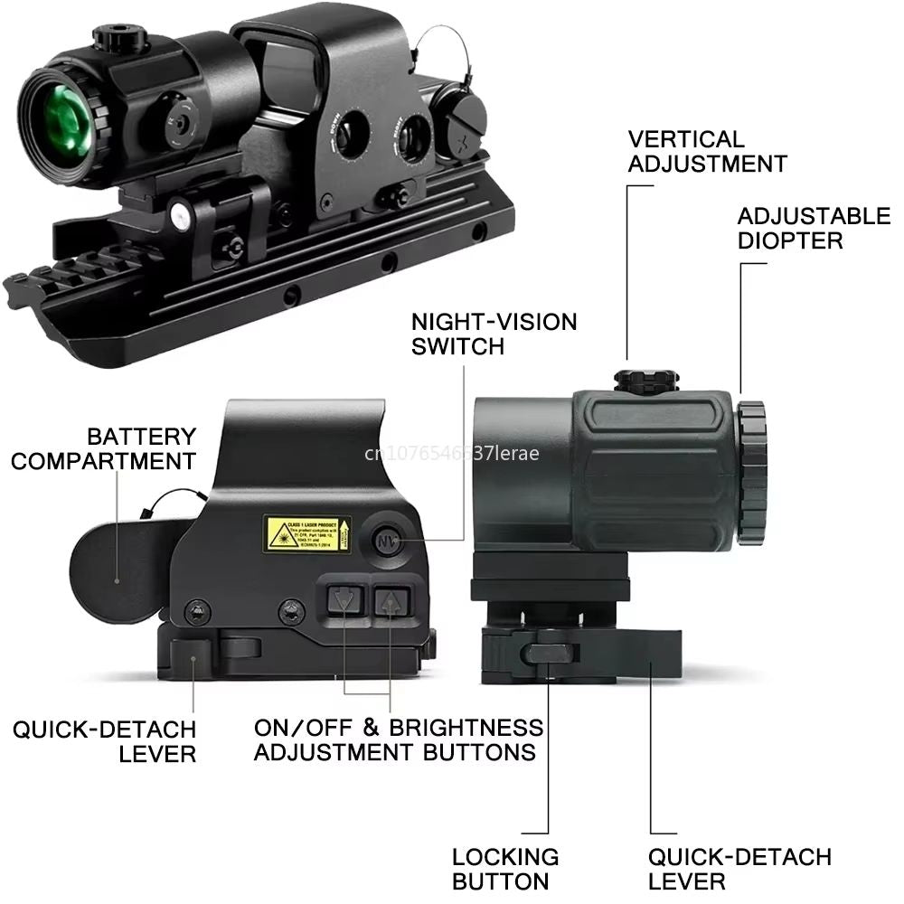 Holographic Red Dot Sight With 3X5X Magnifier  Tactical Scope For Airsoft Hunting  Rifles With 20mm 1