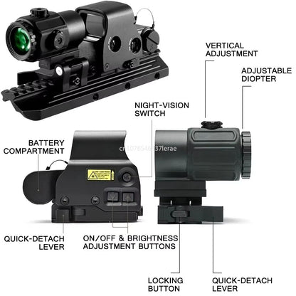 Holographic Red Dot Sight With 3X5X Magnifier  Tactical Scope For Airsoft Hunting  Rifles With 20mm 1