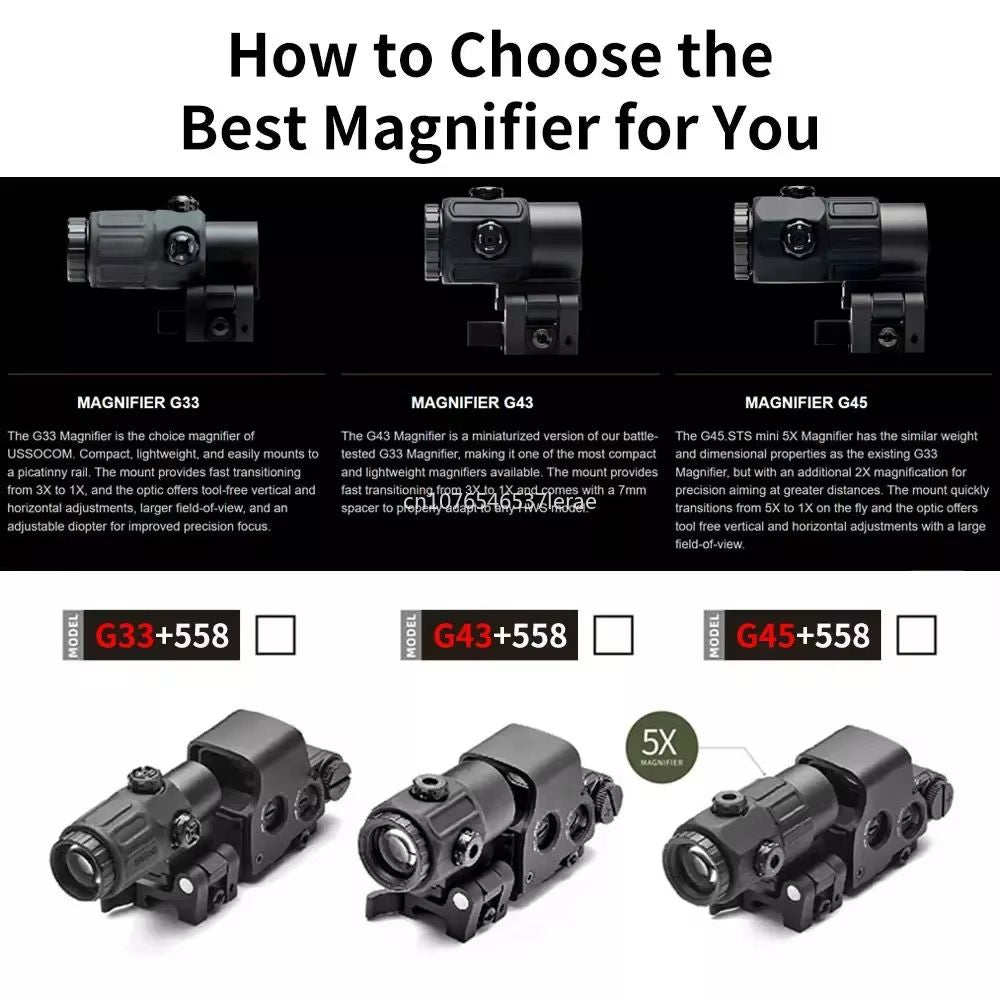 Holographic Red Dot Sight With 3X5X Magnifier  Tactical Scope For Airsoft Hunting  Rifles With 20mm 5
