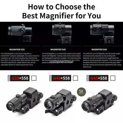 Holographic Red Dot Sight With 3X5X Magnifier  Tactical Scope For Airsoft Hunting  Rifles With 20mm 5