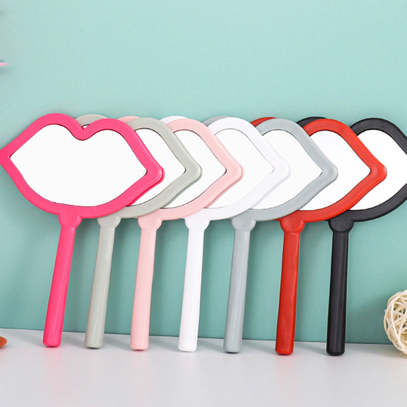 Custom Portable Square Lip Handheld Mirror Pink White Red, Cute Small Makeup Mirror for Daily Cosmetic Use, Travel