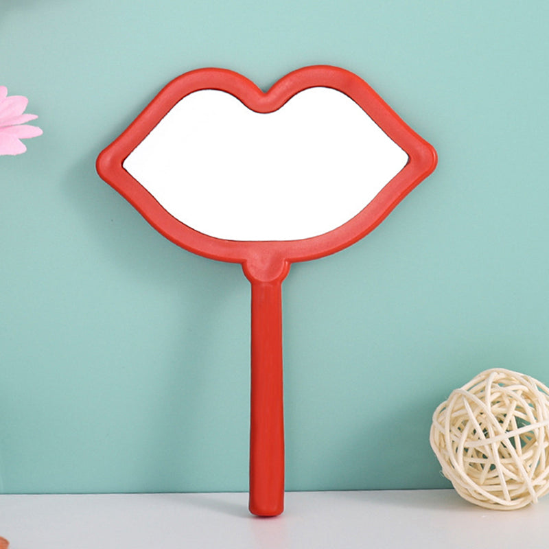 Custom Portable Square Lip Handheld Mirror Pink White Red, Cute Small Makeup Mirror for Daily Cosmetic Use, Travel