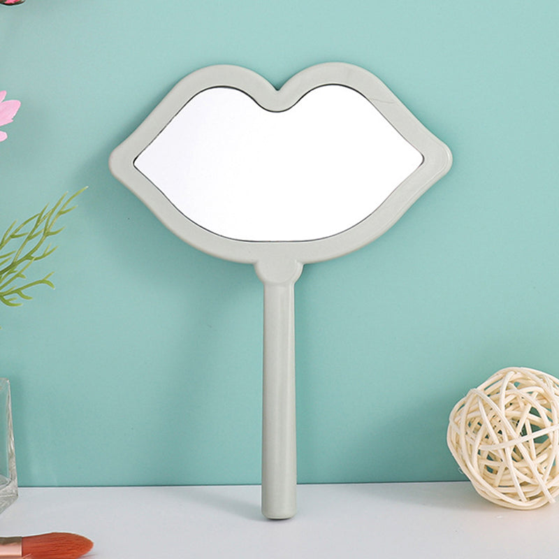 Custom Portable Square Lip Handheld Mirror Pink White Red, Cute Small Makeup Mirror for Daily Cosmetic Use, Travel