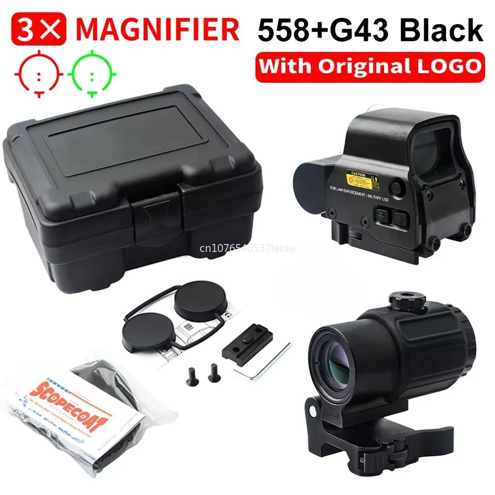 Holographic Red Dot Sight With 3X5X Magnifier  Tactical Scope For Airsoft Hunting  Rifles With 20mm 10