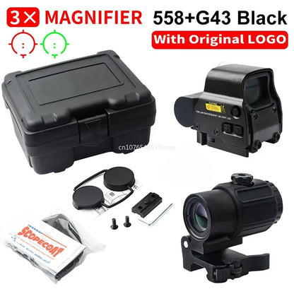 Holographic Red Dot Sight With 3X5X Magnifier  Tactical Scope For Airsoft Hunting  Rifles With 20mm 10