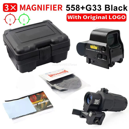 Holographic Red Dot Sight With 3X5X Magnifier  Tactical Scope For Airsoft Hunting  Rifles With 20mm 13
