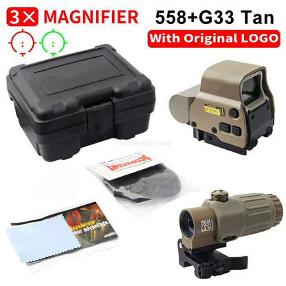 Holographic Red Dot Sight With 3X5X Magnifier  Tactical Scope For Airsoft Hunting  Rifles With 20mm 15