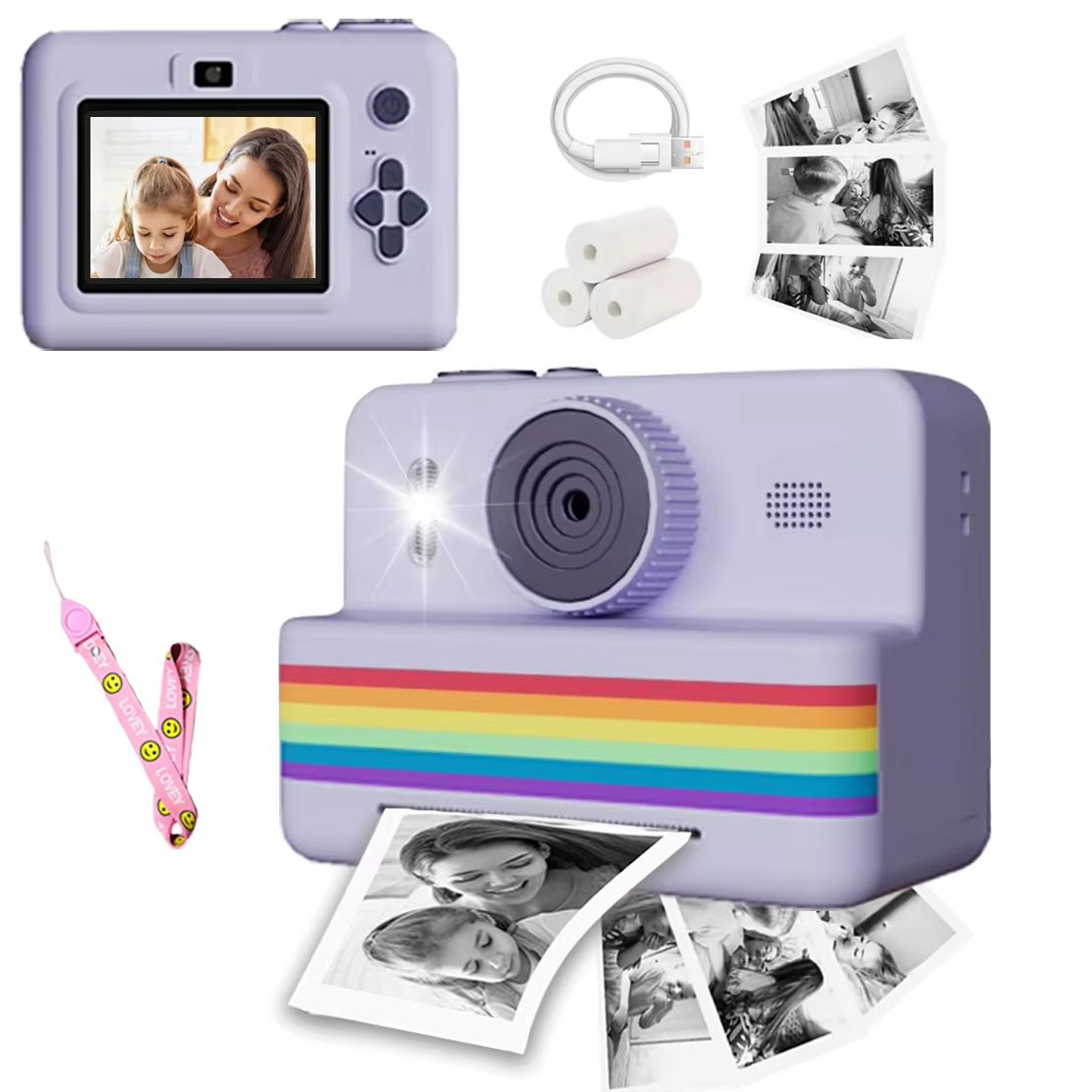 Kids Digital Camera With Instant Print  28inch HD Screen Thermal Printer  Video Recorder For Childr 9