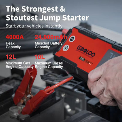 GOOLOO 12V Car Jump Starter  4000A Portable Battery Booster  24000mAh Power Bank For Emergency Star 1